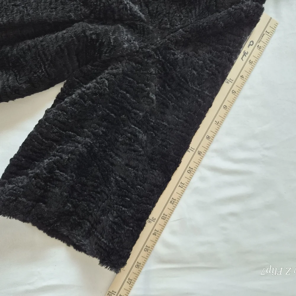 Vintage Ann Taylor Black Faux Fur Jacket Petite Button Front Evening Coat P - Picture 3 of 9